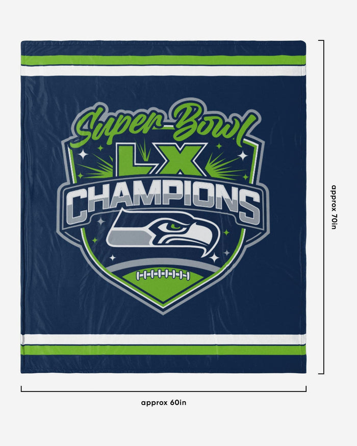 Seattle Seahawks Super Bowl LX Champions Blanket With Sherpa FOCO - FOCO.com