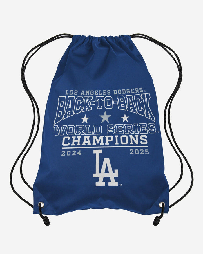 Los Angeles Dodgers 2025 Back To Back World Series Champions Drawstring Backpack FOCO - FOCO.com