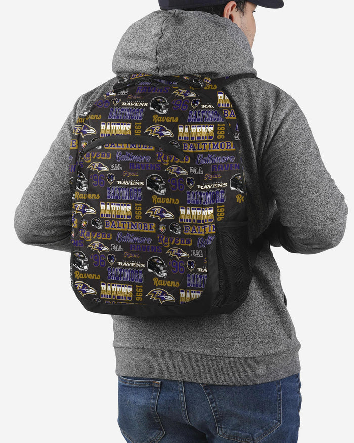 Baltimore Ravens Repeat Retro Print Action Backpack FOCO - FOCO.com