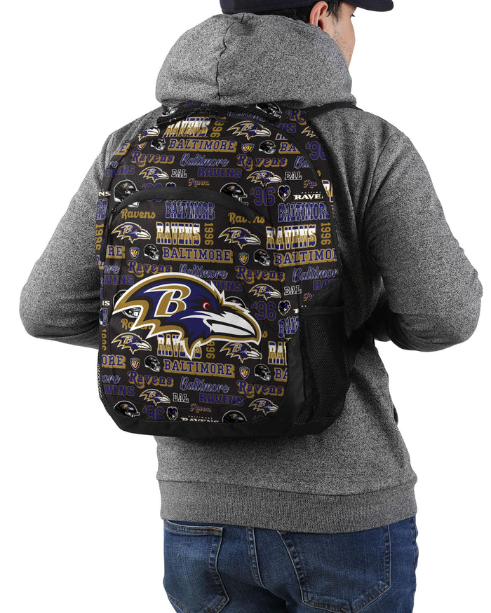Baltimore Ravens Repeat Retro Print Action Backpack FOCO - FOCO.com
