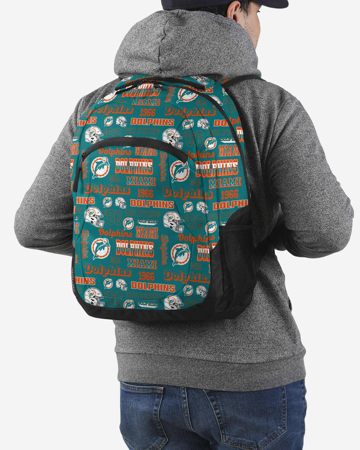 Miami Dolphins Repeat Retro Print Action Backpack FOCO - FOCO.com
