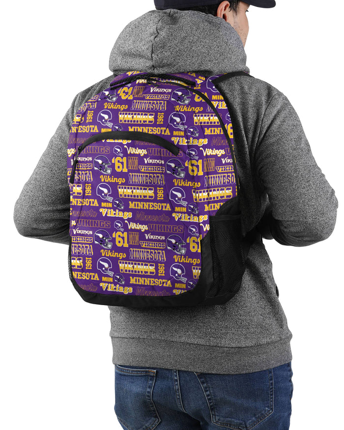 Minnesota Vikings Repeat Retro Print Action Backpack FOCO - FOCO.com