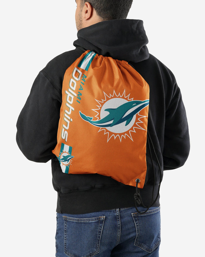 Miami Dolphins Orange Alternate Color Big Logo Drawstring Backpack FOCO - FOCO.com