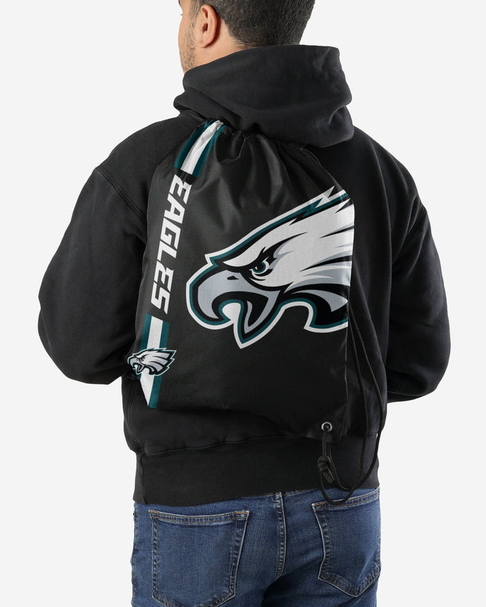 Philadelphia Eagles Black Alternate Color Big Logo Drawstring Backpack FOCO - FOCO.com