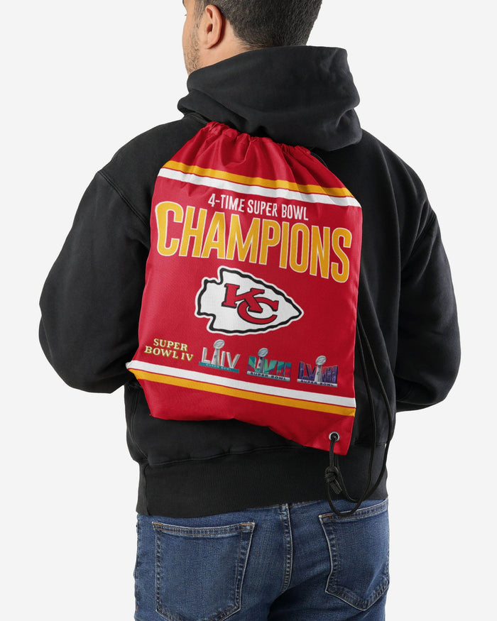 Kansas City Chiefs Super Bowl LVIII Multi-Champ Team Color Drawstring Backpack FOCO - FOCO.com