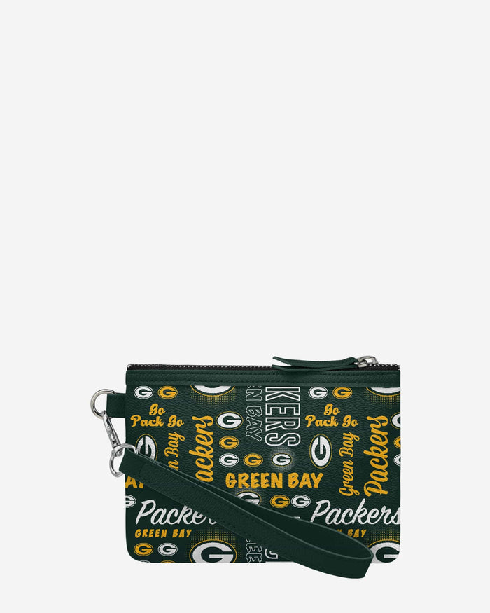 Green Bay Packers Spirited Style Printed Collection Repeat Logo Wristlet FOCO - FOCO.com
