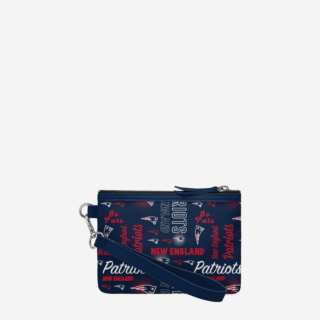 New England Patriots Spirited Style Printed Collection Repeat Logo Wristlet FOCO - FOCO.com