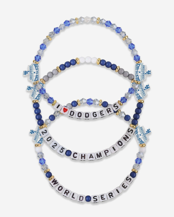 Los Angeles Dodgers 2025 Back To Back World Series Champions 3 Pack Friendship Bracelet FOCO - FOCO.com