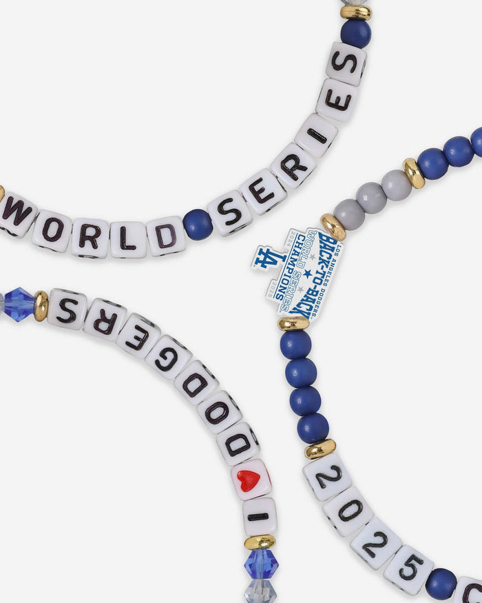 Los Angeles Dodgers 2025 Back To Back World Series Champions 3 Pack Friendship Bracelet FOCO - FOCO.com