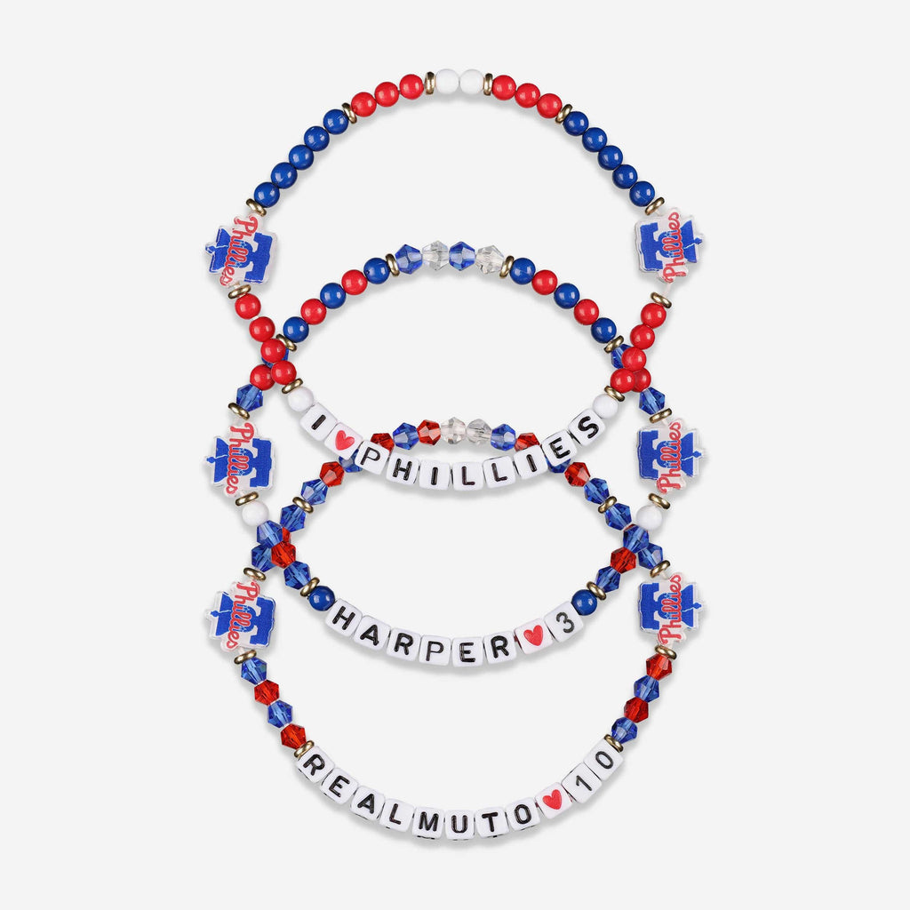 Bryce Harper & JT Realmuto Philadelphia Phillies 3 Pack Player Friendship Bracelet FOCO - FOCO.com