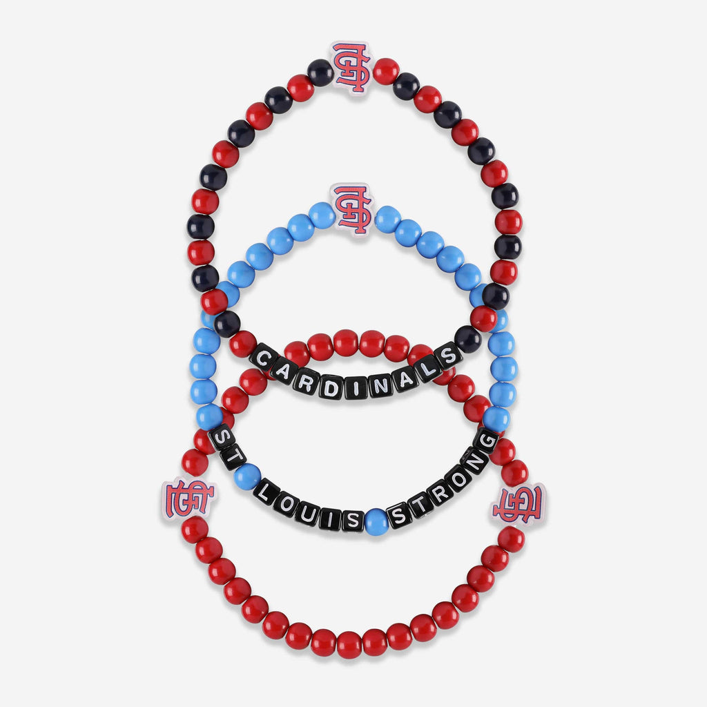 St Louis Cardinals 3 Pack Beaded Friendship Bracelet FOCO - FOCO.com