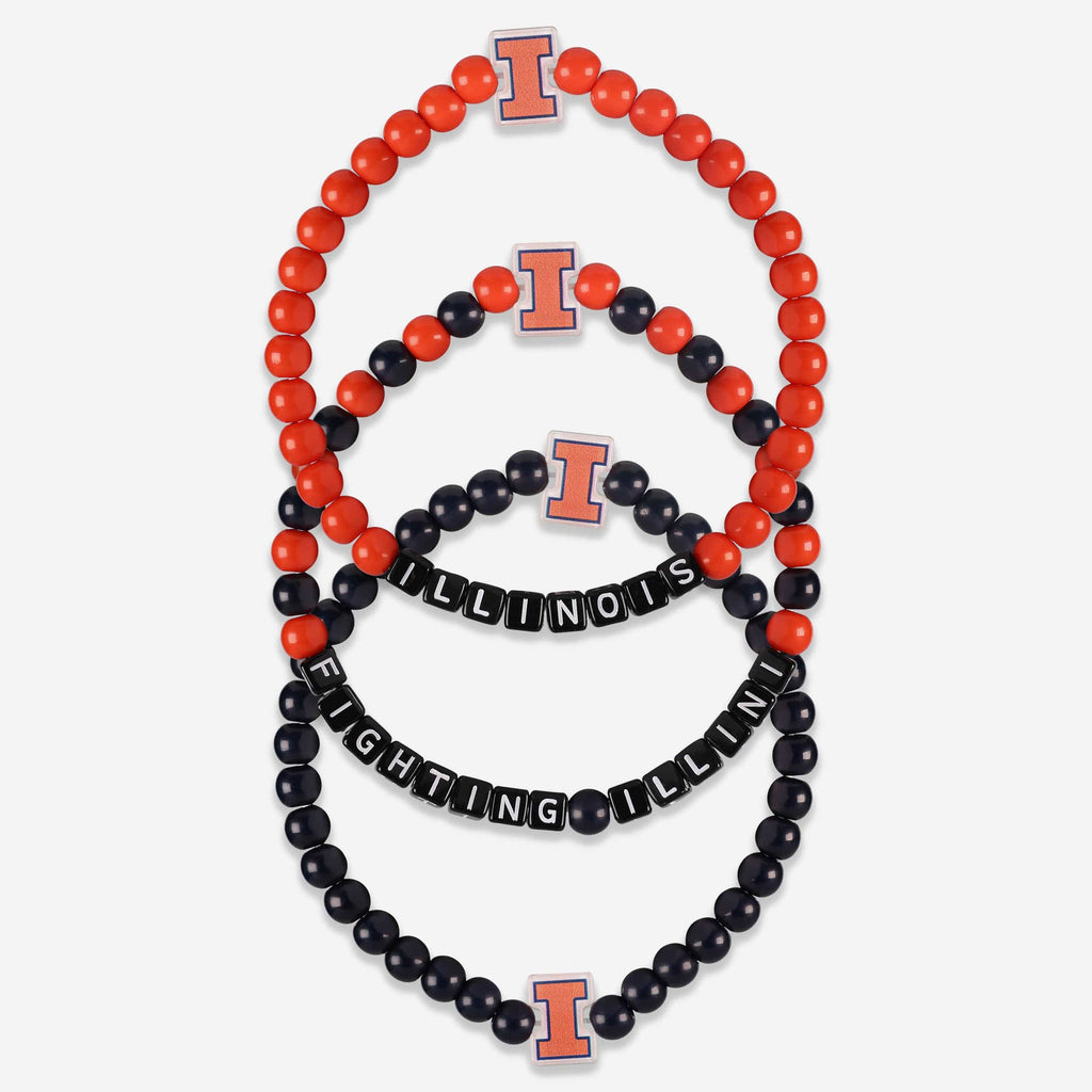 Illinois Fighting Illini 3 Pack Beaded Friendship Bracelet FOCO - FOCO.com