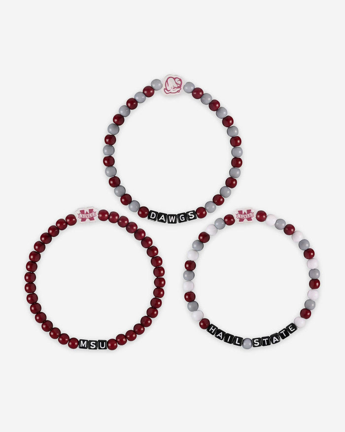 Mississippi State Bulldogs 3 Pack Beaded Friendship Bracelet FOCO - FOCO.com