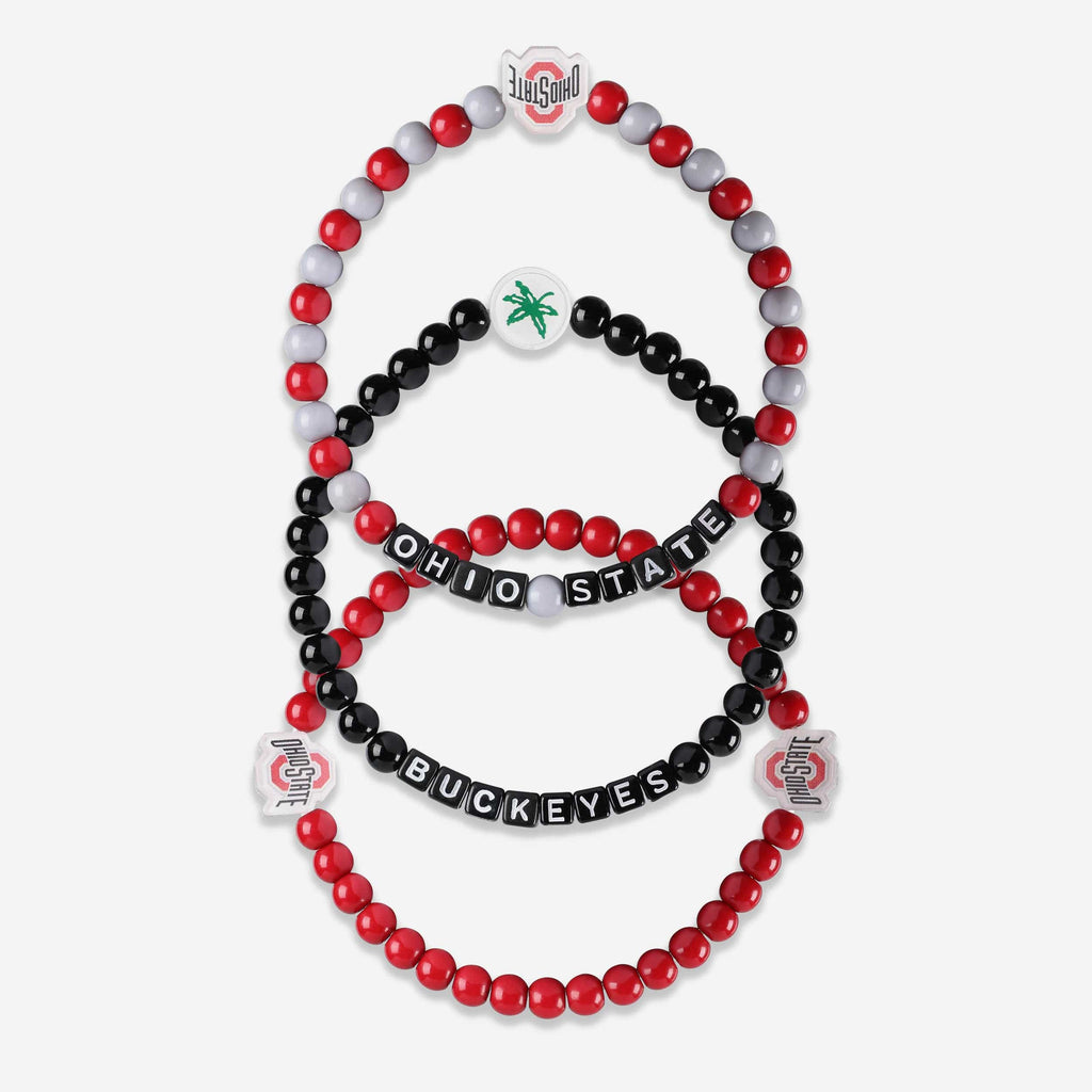 Ohio State Buckeyes 3 Pack Beaded Friendship Bracelet FOCO - FOCO.com