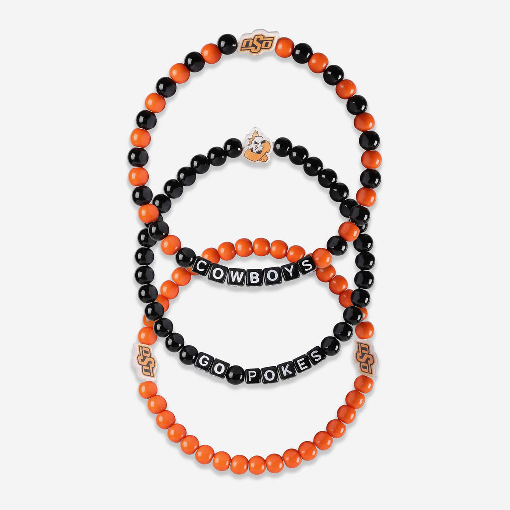 Oklahoma State Cowboys 3 Pack Beaded Friendship Bracelet FOCO - FOCO.com