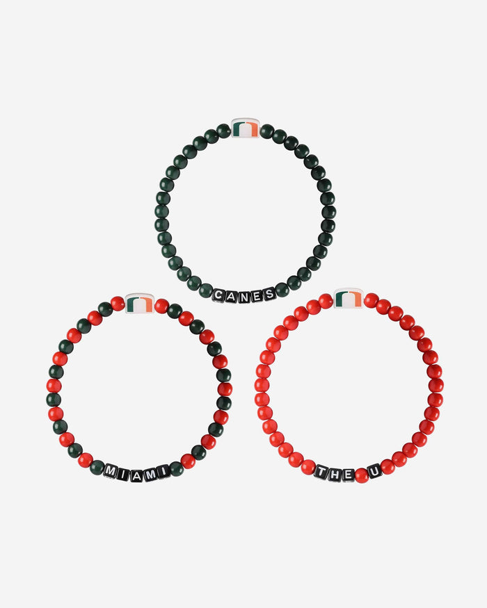 Miami Hurricanes 3 Pack Beaded Friendship Bracelet FOCO - FOCO.com