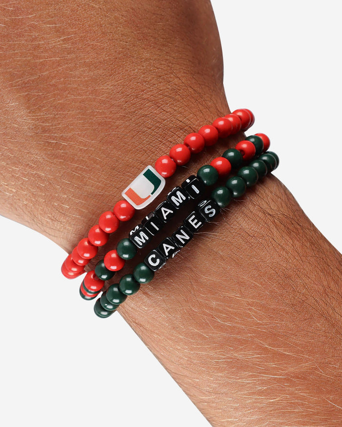 Miami Hurricanes 3 Pack Beaded Friendship Bracelet FOCO - FOCO.com