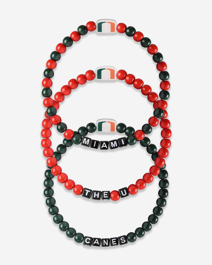 Miami Hurricanes 3 Pack Beaded Friendship Bracelet FOCO - FOCO.com