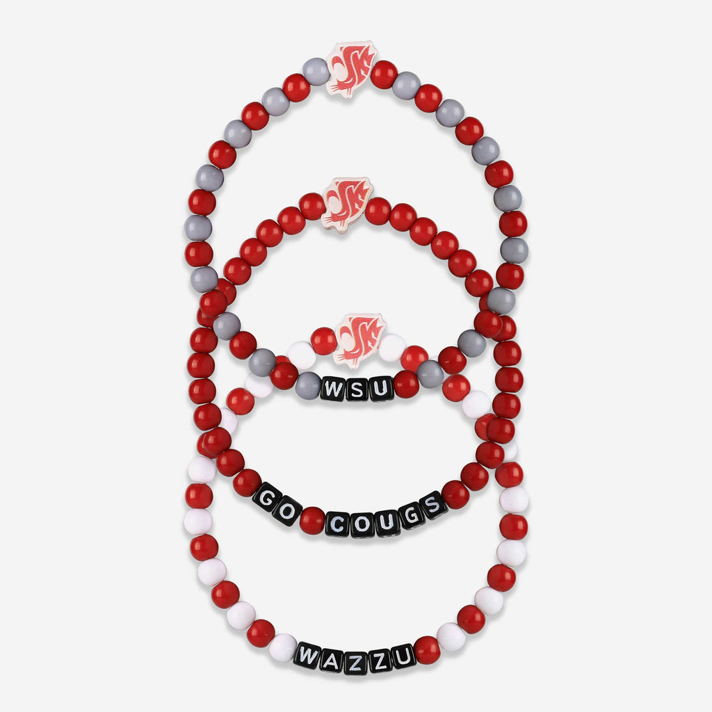 Washington State Cougars 3 Pack Beaded Friendship Bracelet FOCO - FOCO.com