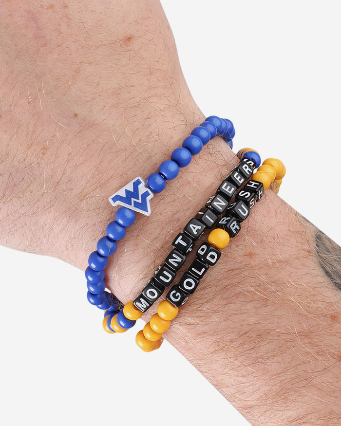 West Virginia Mountaineers 3 Pack Beaded Friendship Bracelet FOCO - FOCO.com