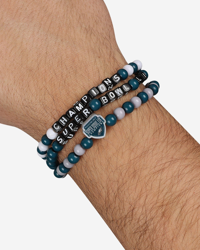 Philadelphia Eagles Super Bowl LIX Champions 3 Pack Beaded Friendship Bracelet FOCO - FOCO.com