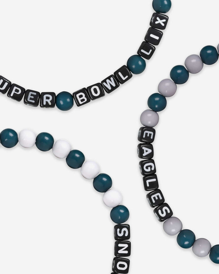 Philadelphia Eagles Super Bowl LIX Champions 3 Pack Beaded Friendship Bracelet FOCO - FOCO.com