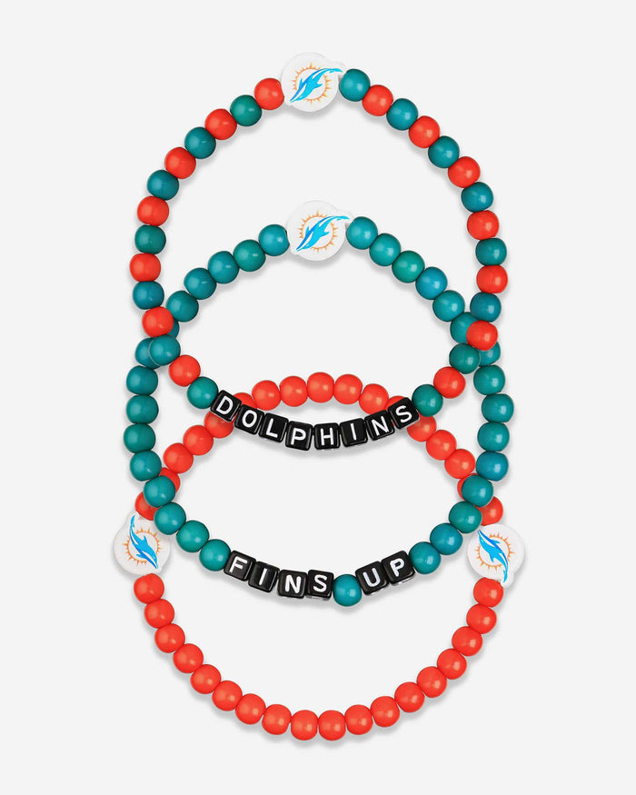 Miami Dolphins 3 Pack Beaded Friendship Bracelet FOCO - FOCO.com