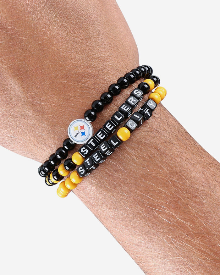 Pittsburgh Steelers 3 Pack Beaded Friendship Bracelet FOCO - FOCO.com