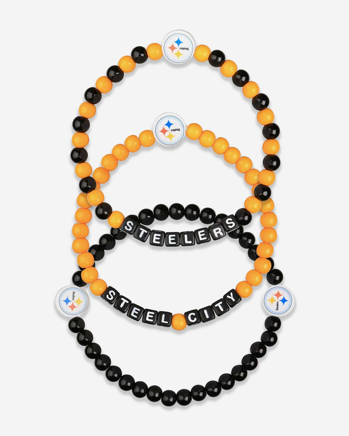 Pittsburgh Steelers 3 Pack Beaded Friendship Bracelet FOCO - FOCO.com