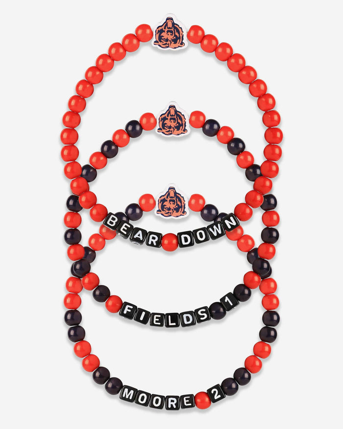 Justin Fields & DJ Moore Chicago Bears 3 Pack Player Beaded Friendship Bracelet FOCO - FOCO.com