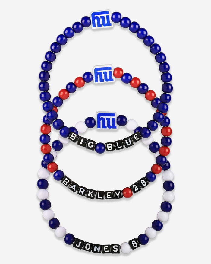 Daniel Jones & Saquon Barkley New York Giants 3 Pack Player Beaded Friendship Bracelet FOCO - FOCO.com