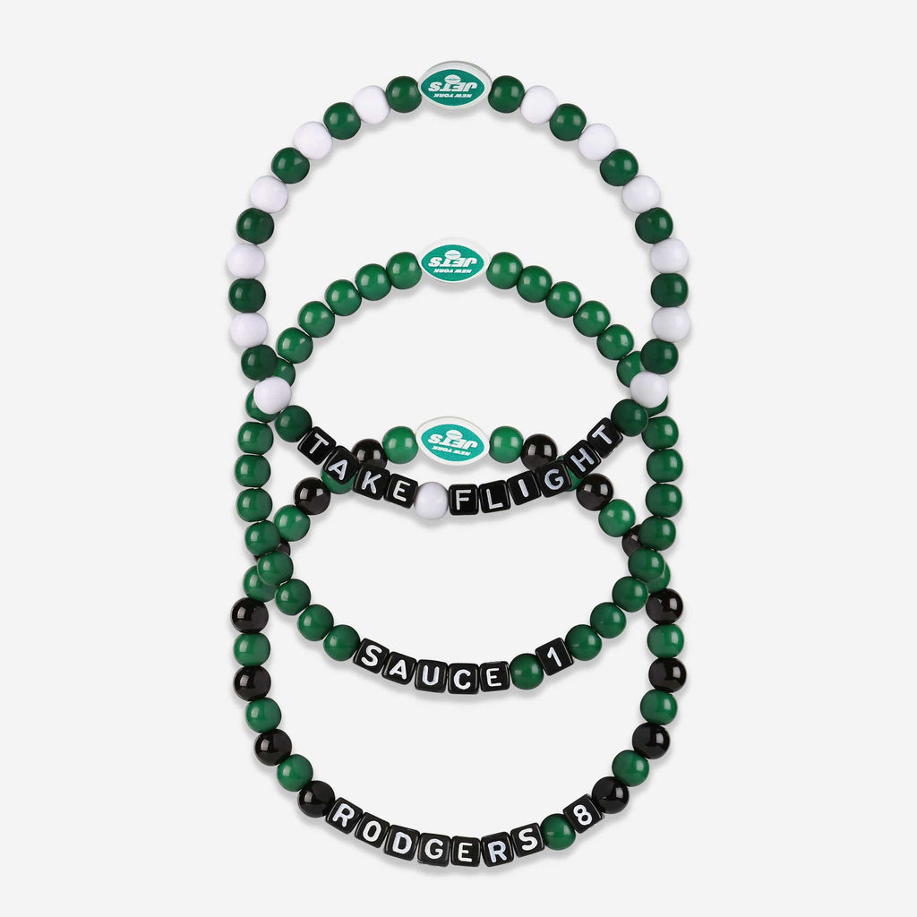 Aaron Rodgers & Sauce Gardner New York Jets 3 Pack Player Beaded Friendship Bracelet FOCO - FOCO.com