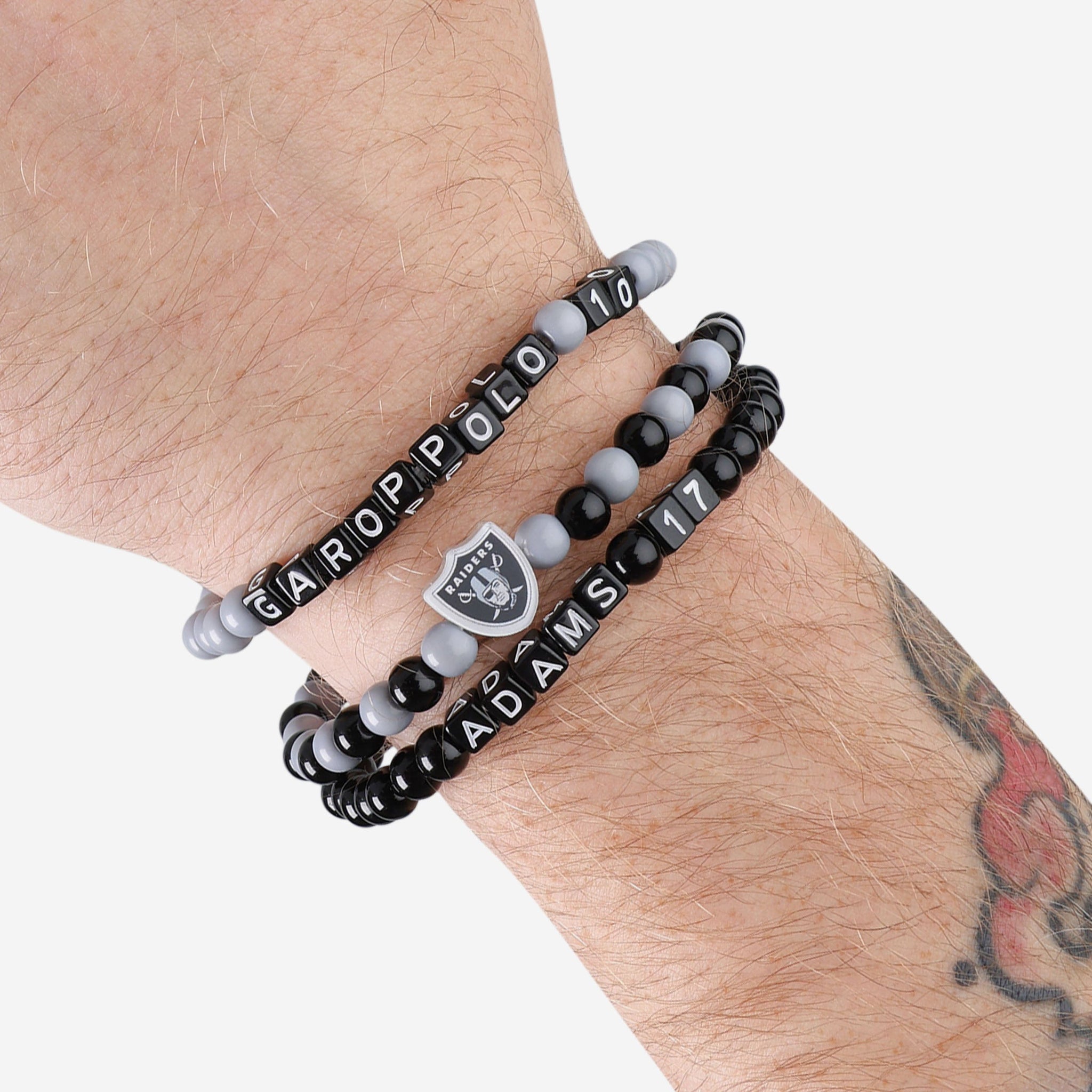 Las Vegas Raiders 3 Pack Beaded Friendship Bracelet FOCO