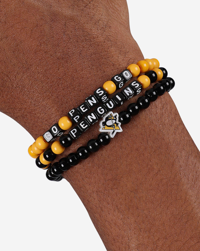 Pittsburgh Penguins 3 Pack Beaded Friendship Bracelet FOCO - FOCO.com