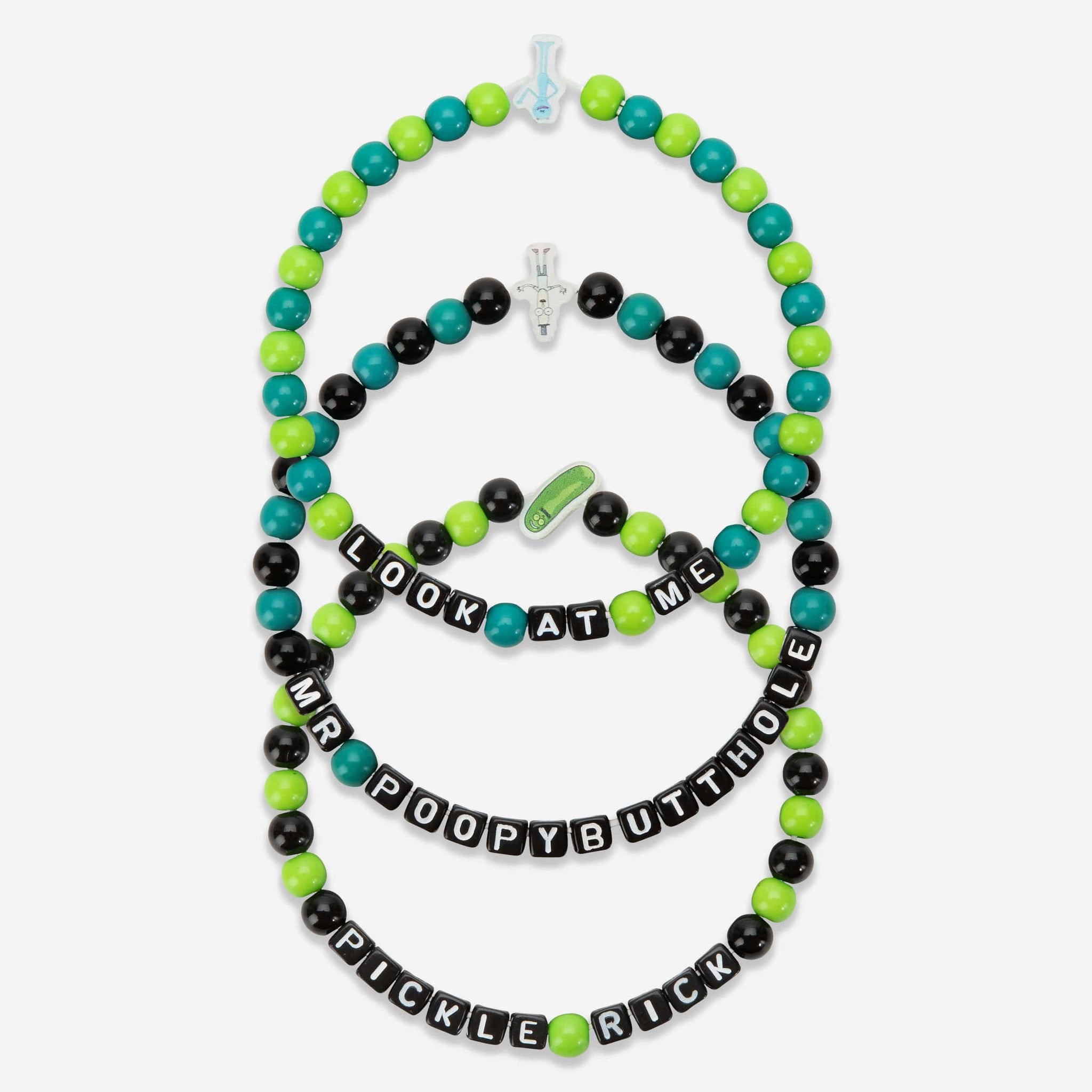 Pickle Rick & Mr Poopybutthole Rick and Morty 3 Pack Friendship Bracelet