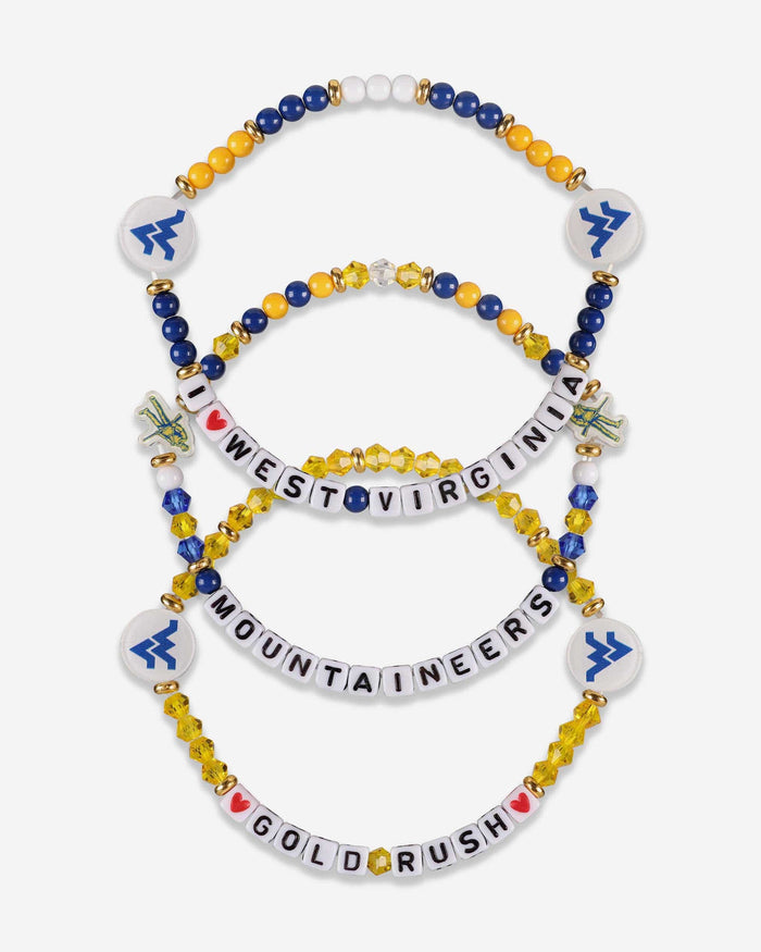 West Virginia Mountaineers 3 Pack Friendship Bracelet FOCO - FOCO.com