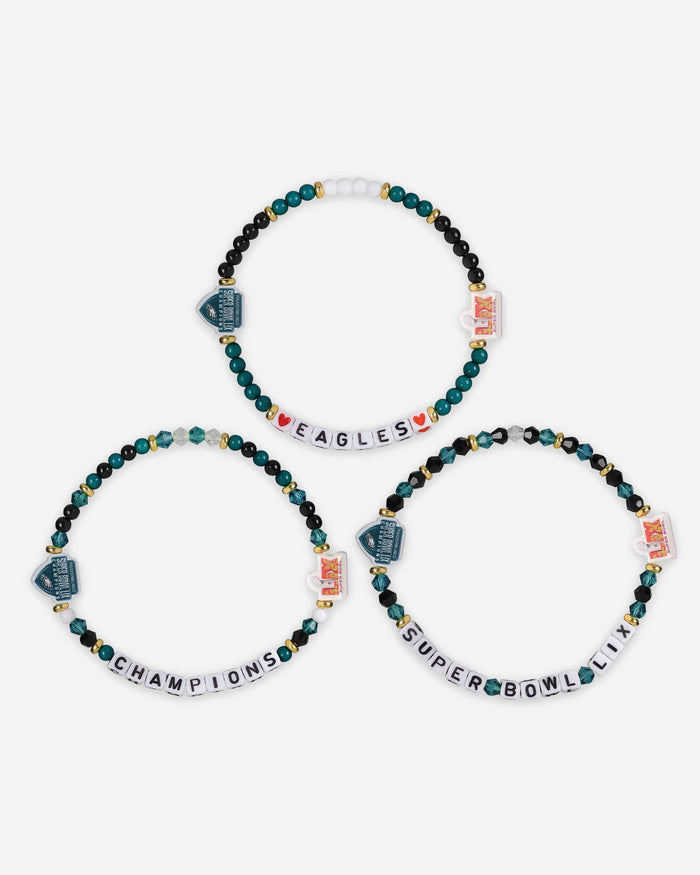 Philadelphia Eagles Super Bowl LIX Champions 3 Pack Friendship Bracelet FOCO - FOCO.com