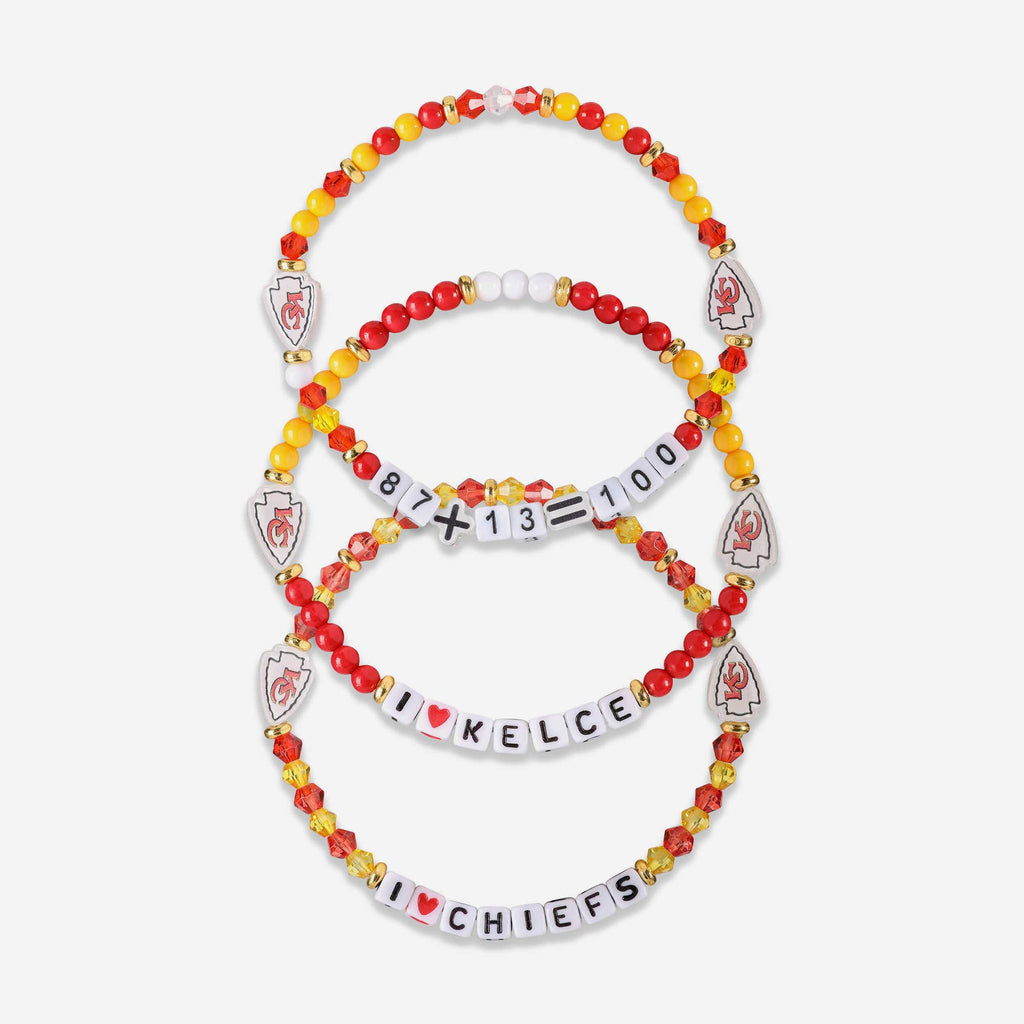 Travis Kelce Kansas City Chiefs 3 Pack Player Friendship Bracelet FOCO - FOCO.com