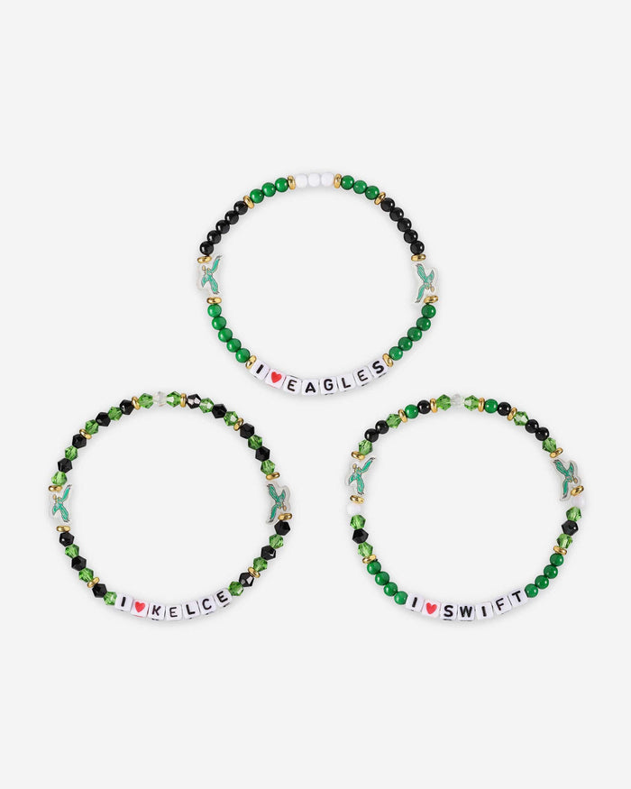 Jason Kelce & D'Andre Swift Philadelphia Eagles Kelly Green 3 Pack Player Friendship Bracelet FOCO - FOCO.com