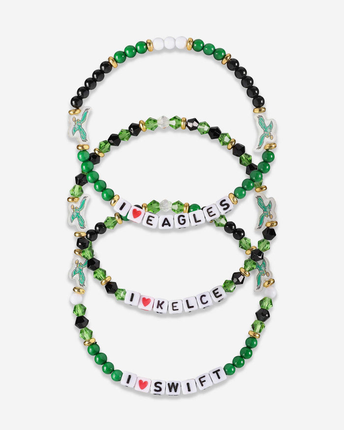 Jason Kelce & D'Andre Swift Philadelphia Eagles Kelly Green 3 Pack Player Friendship Bracelet FOCO - FOCO.com