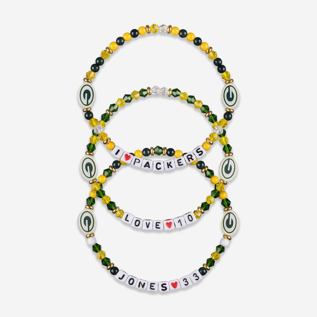 Aaron Jones & Jordan Love Green Bay Packers 3 Pack Player Friendship Bracelet FOCO - FOCO.com