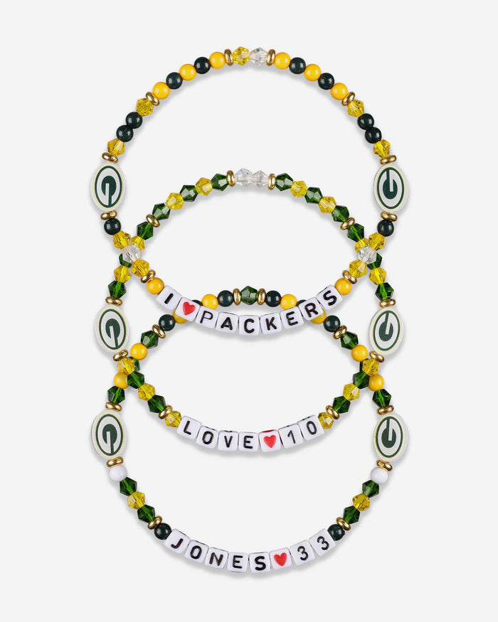 Aaron Jones & Jordan Love Green Bay Packers 3 Pack Player Friendship Bracelet FOCO - FOCO.com