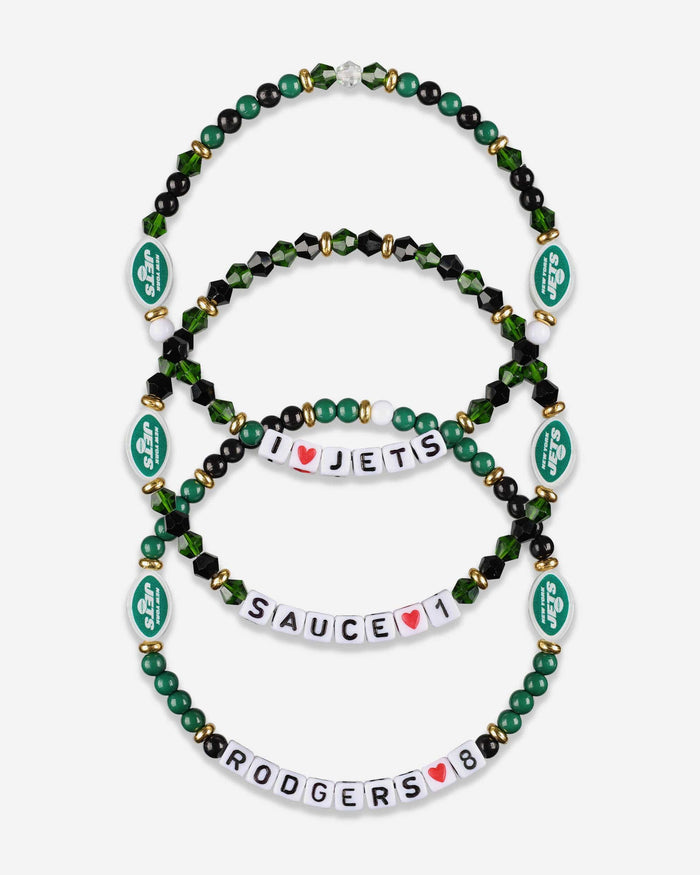 Aaron Rodgers & Sauce Gardner New York Jets 3 Pack Player Friendship Bracelet FOCO - FOCO.com