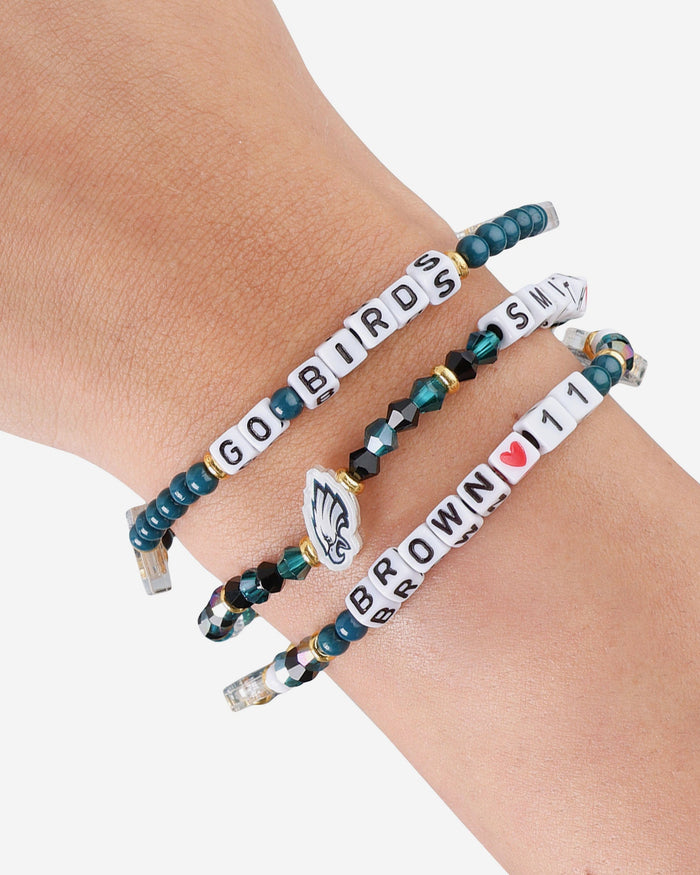 AJ Brown & Devonta Smith Philadelphia Eagles 3 Pack Player Friendship Bracelet FOCO - FOCO.com