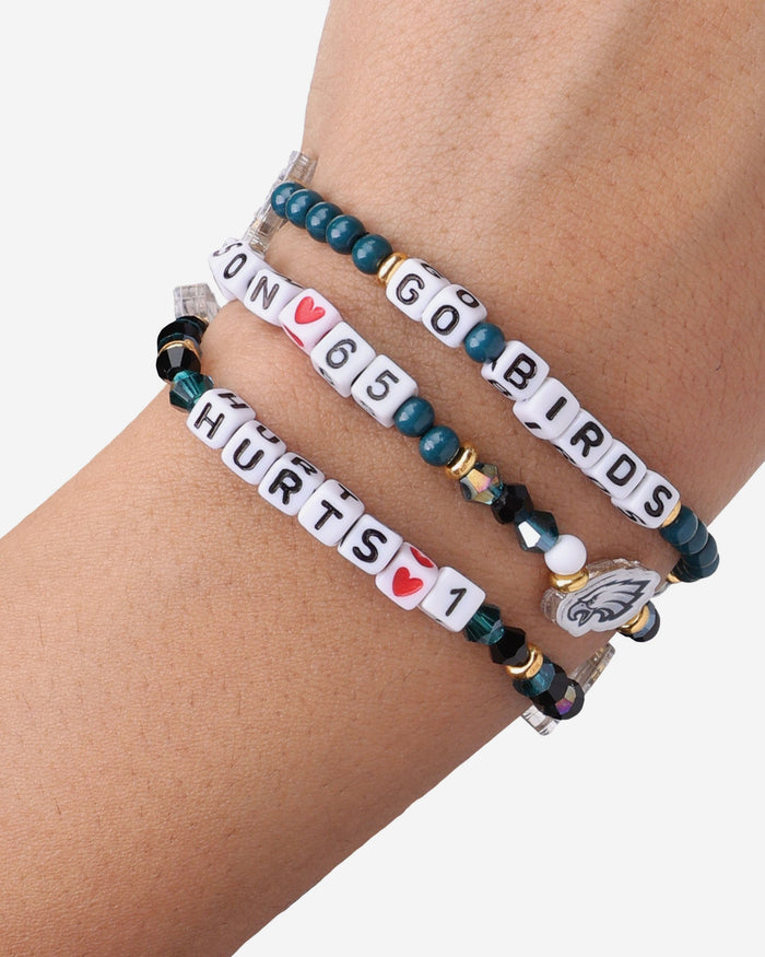 Jalen Hurts & Lane Johnson Philadelphia Eagles 3 Pack Player Friendship Bracelet FOCO - FOCO.com