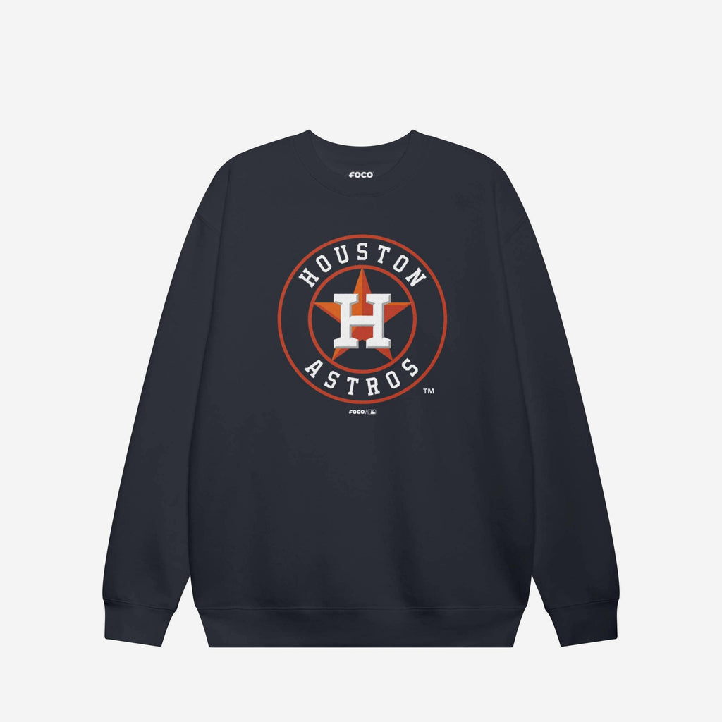 Houston Astros Alternate Logo Crew Neck Sweatshirt FOCO Navy S - FOCO.com