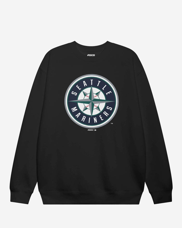 Seattle Mariners Alternate Logo Crew Neck Sweatshirt FOCO Black S - FOCO.com