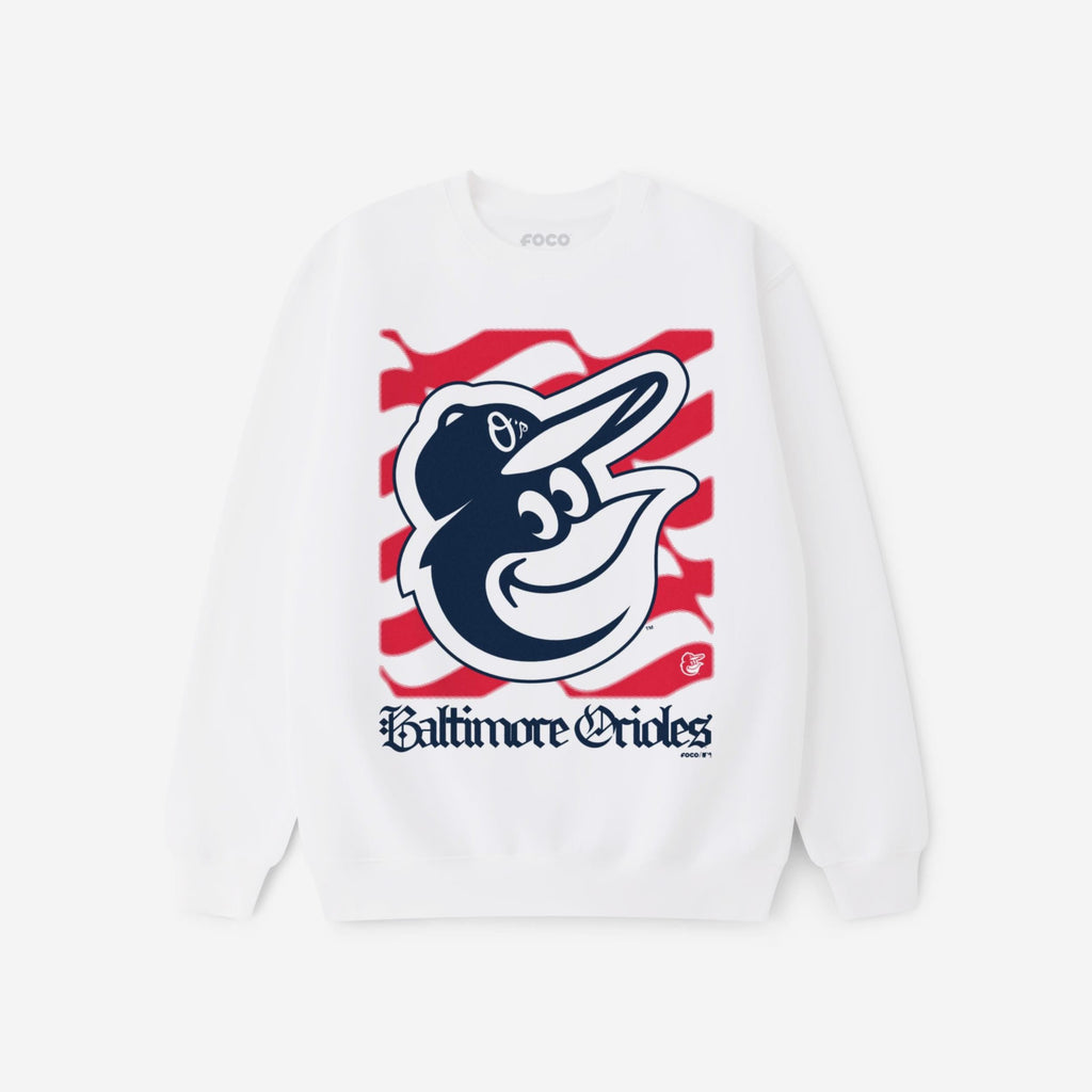 Baltimore Orioles American Heritage Wordmark Crew Neck Sweatshirt FOCO S - FOCO.com