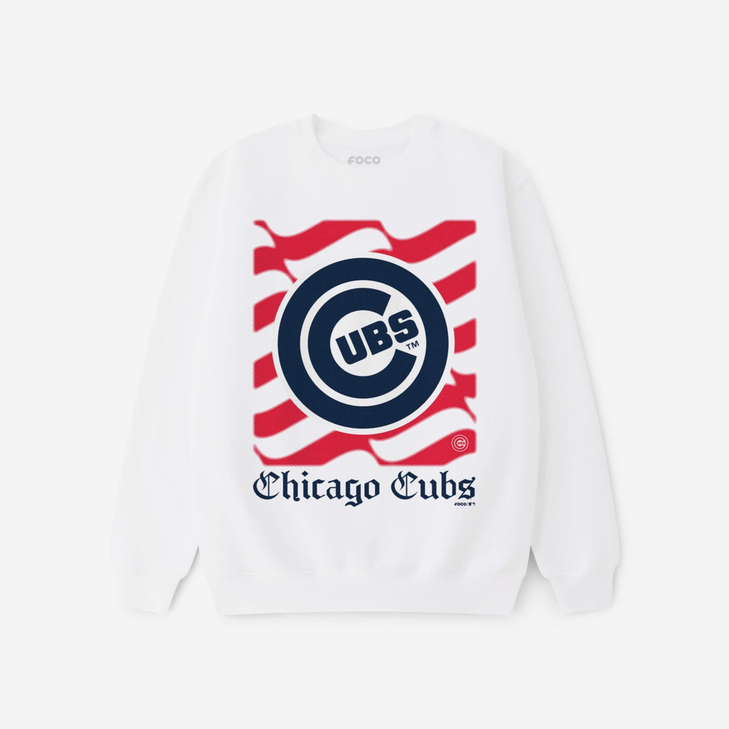 Chicago Cubs American Heritage Wordmark Crew Neck Sweatshirt FOCO S - FOCO.com