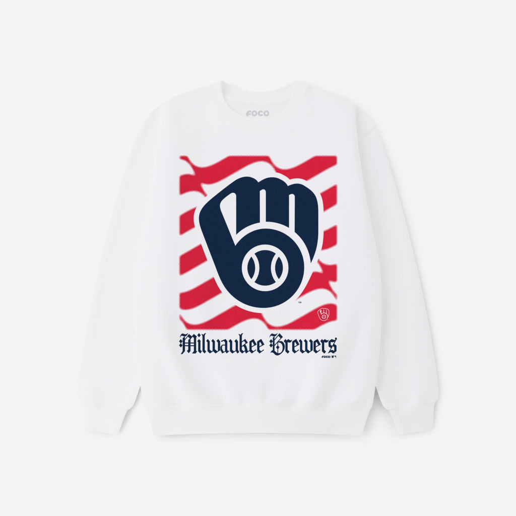 Milwaukee Brewers American Heritage Wordmark Crew Neck Sweatshirt FOCO S - FOCO.com